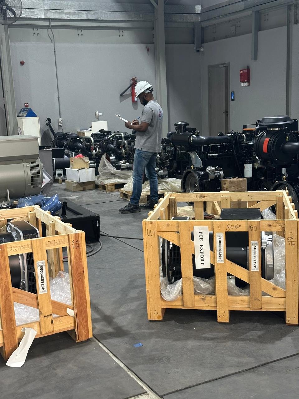 Inspecting a generator engine before mounting